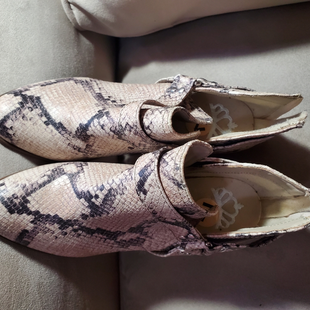 Fergalicious Snake Print Ankle Booties